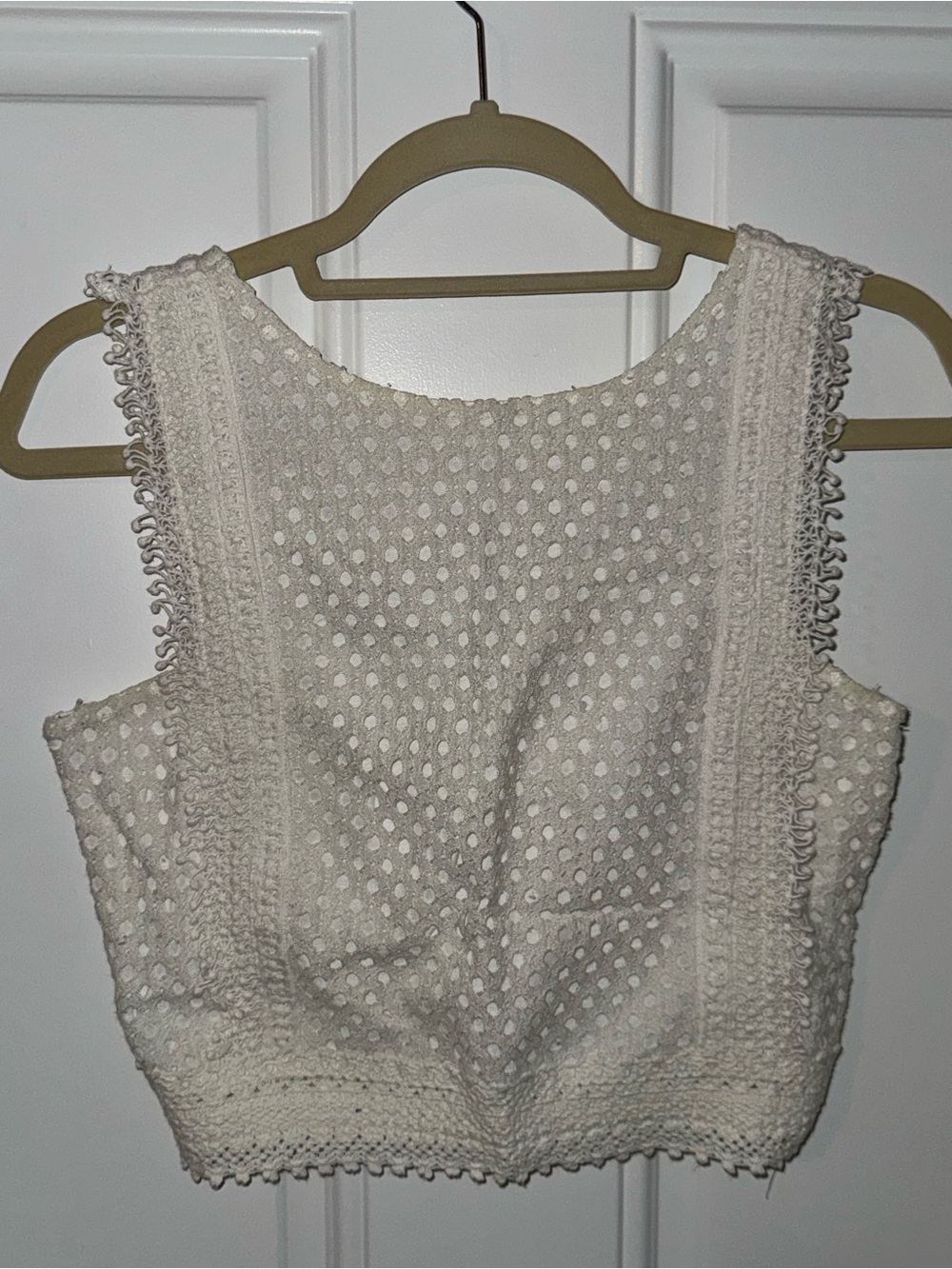 H&M Cream Crochet Eyelet Crop Tank